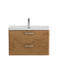 BelBagno Тумба с раковиной Due 80 подвесная Rovere Nature ручки Хром полированный – фотография-2